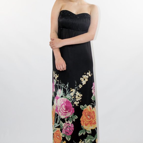 APART Floral Maxi Silk Dress Gown Bead Evening Formal Sz 6 Small - Picture 3 of 6